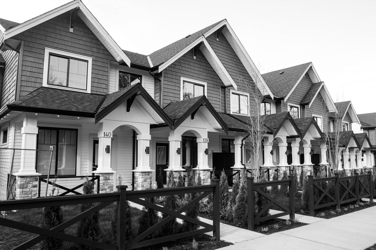 Row of investment townhouses in a new development