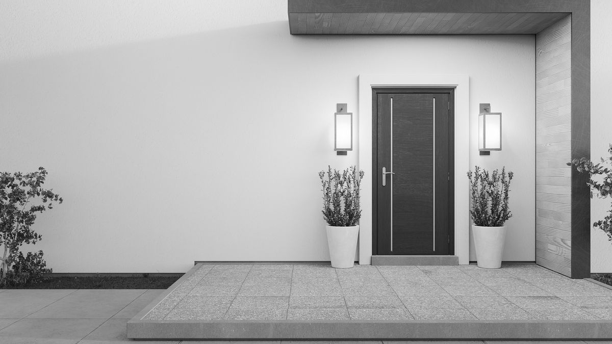 Minimalist modern front entrance with clean lines