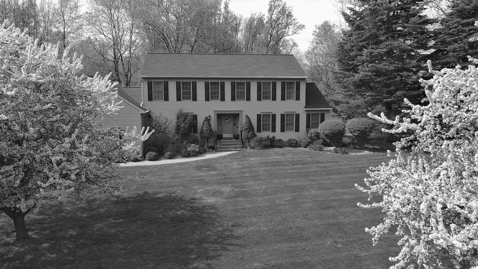 A rural single-family rental home on a large wooded lot, the kind of property financed on a rural DSCR loan